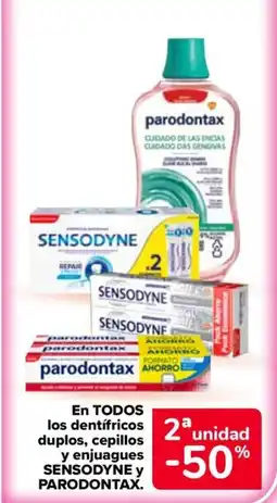 Carrefour SENSODYNE Y PARODONTAX En todos los dentifricos duplos, cepillos y enjuagues oferta