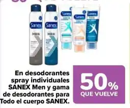 Carrefour SANEX En desodorantes spray individuales men y gama de desodorantes para todo el cuerpo oferta