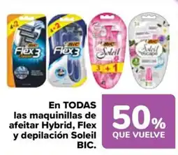 Carrefour BIC En todas las maquinillas de afeitar hybrid, flex y depilación soleil oferta