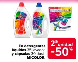 Carrefour MICOLOR En detergentes líquidos 35 lavados y cápsulas 30 dosis oferta