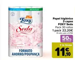 Carrefour FOXY Papel higiénico 3 capas Seda oferta