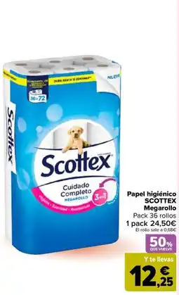 Carrefour SCOTTEX Papel higiénico Megarollo oferta