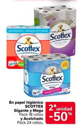 Carrefour SCOTTEX En papel higiénico Gigante y Mega oferta