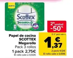 Carrefour SCOTTEX Papel de cocina Megarollo oferta