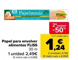 Carrefour FLISS Papel para envolver alimentos 30 m oferta
