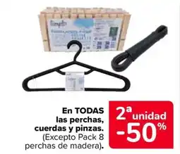Carrefour En todas las perchas, cuerdas y pinzas oferta