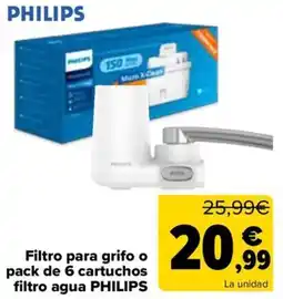 Carrefour PHILIPS Filtro para grifo o pack de 6 cartuchos filtro agua oferta