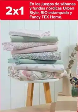 Carrefour En los juegos de sábanas y fundas nórdicas urban style, bio estampada y fancy tex home oferta