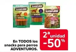 Carrefour ADVENTUROS En todos los snacks para perros oferta