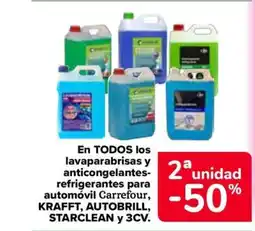 Carrefour KRAFFT, AUTOBRILL, STARCLEAN y 3CV En todos los lavaparabrisas y anticongelantes refrigerantes para automóvil carrefour oferta