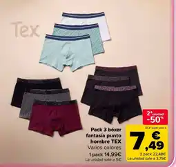 Carrefour TEX Pack 3 bóxer fantasía punto hombre oferta