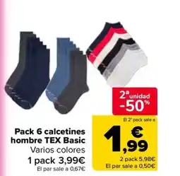 Carrefour TEX Basic Pack 6 calcetines hombre oferta
