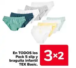 Carrefour En todos los pack 5 slip y braguita infantil tex basic oferta