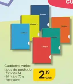 Eroski Cuaderno varios tipos de pautado oferta