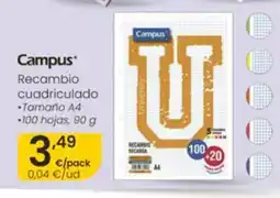Eroski CAMPUS Recambio cuadriculado oferta