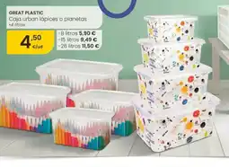 Eroski GREAT PLASTIC Caja urban lápices o planetas oferta