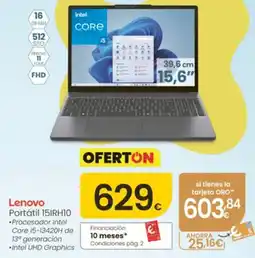 Eroski LENOVO Lenovo Portátil 15IRH10 oferta