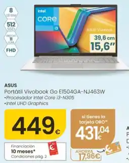 Eroski ASUS Portátil Vivobook Go E1504GA-NJ463W oferta