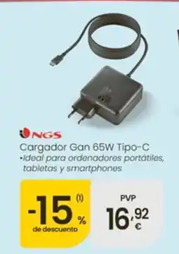 Eroski NGS Cargador Gan 65W Tipo-C oferta