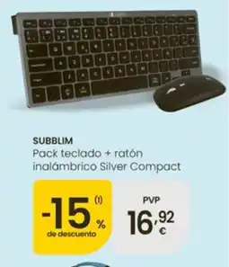 Eroski SUBBLIM Pack teclado + ratón inalámbrico Silver Compact oferta