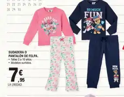 E.Leclerc Sudadera o pantalón de felpa oferta