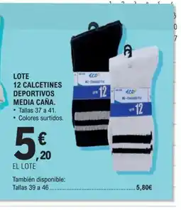 E.Leclerc Lote 12 calcetines deportivos media caña oferta
