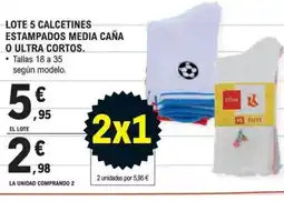 E.Leclerc Lote 5 calcetines estampados media caña o ultra cortos oferta