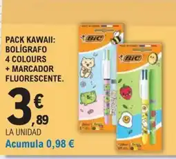 E.Leclerc Pack kawaii: bolígrafo 4 colours + marcador fluorescente oferta