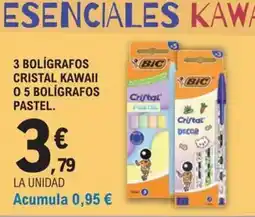 E.Leclerc 3 bolígrafos cristal kawaii 0 5 bolígrafos pastel oferta
