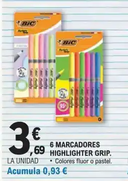 E.Leclerc 6 marcadores highlighter grip oferta