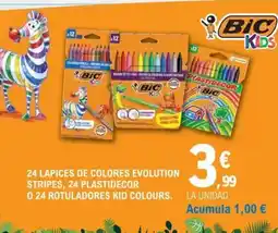 E.Leclerc 24 lapices de colores evolution stripes, 24 plastidecor 0.24 rotuladores kid colours oferta
