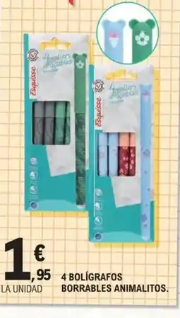 E.Leclerc 4 bolígrafos borrables animalitos oferta