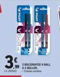 E.Leclerc 2 bolígrafos v-ball 0.5 roller oferta