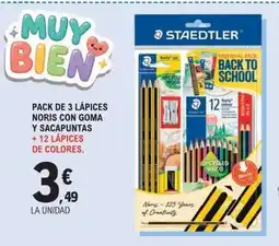 E.Leclerc Pack de 3 lápices noris con goma y sacapuntas oferta