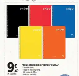 E.Leclerc PACSA Pack 5 cuadernos polipac oferta