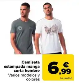 Carrefour Camiseta estampada manga corta hombre oferta