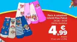 Carrefour Pack 4 calcetines infantil Paw Patrol oferta