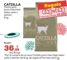Kiwoko CATZILLA Pienso gato Grain free fresh Sabor pollo o salmón oferta