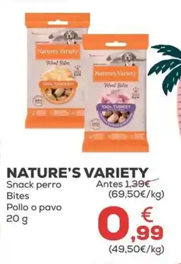 Kiwoko NATURE'S VARIETY Snack perro Bites Pollo o pavo oferta