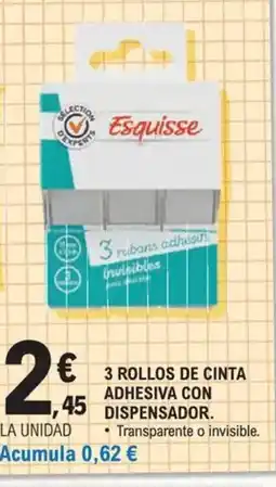 E.Leclerc 3 rollos de adhesiva con dispensador oferta