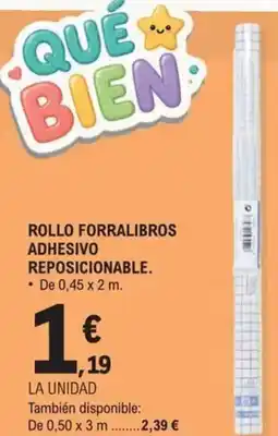 E.Leclerc Rollo forralibros adhesivo reposicionable oferta