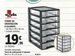 E.Leclerc SUNDIS Torre de ordenación 6 cajones oferta