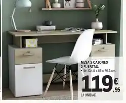E.Leclerc Mesa 2 cajones 2 puertas oferta