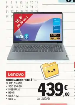 E.Leclerc LENOVO Ordenador portátil SLIM3 151AN8. oferta