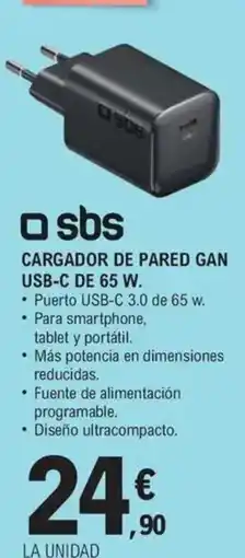 E.Leclerc SBS de pared gan usb-c de 65 w. oferta