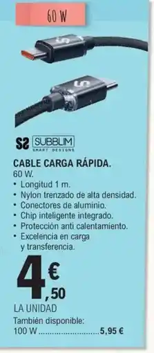 E.Leclerc Cable carga rápida oferta