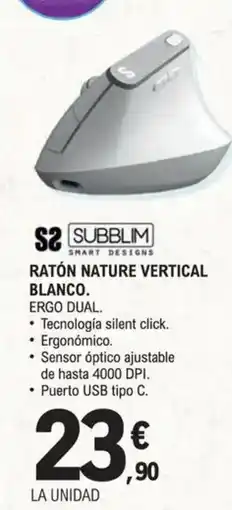 E.Leclerc Ratón nature vertical blanco oferta