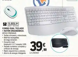 E.Leclerc Combo dual teclado + ratón ergonómico. oferta