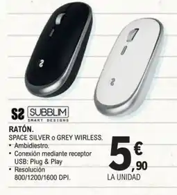 E.Leclerc Ratón. space silver o grey wirless. oferta