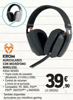E.Leclerc KROM Auriculares con micrófono wireless oferta
